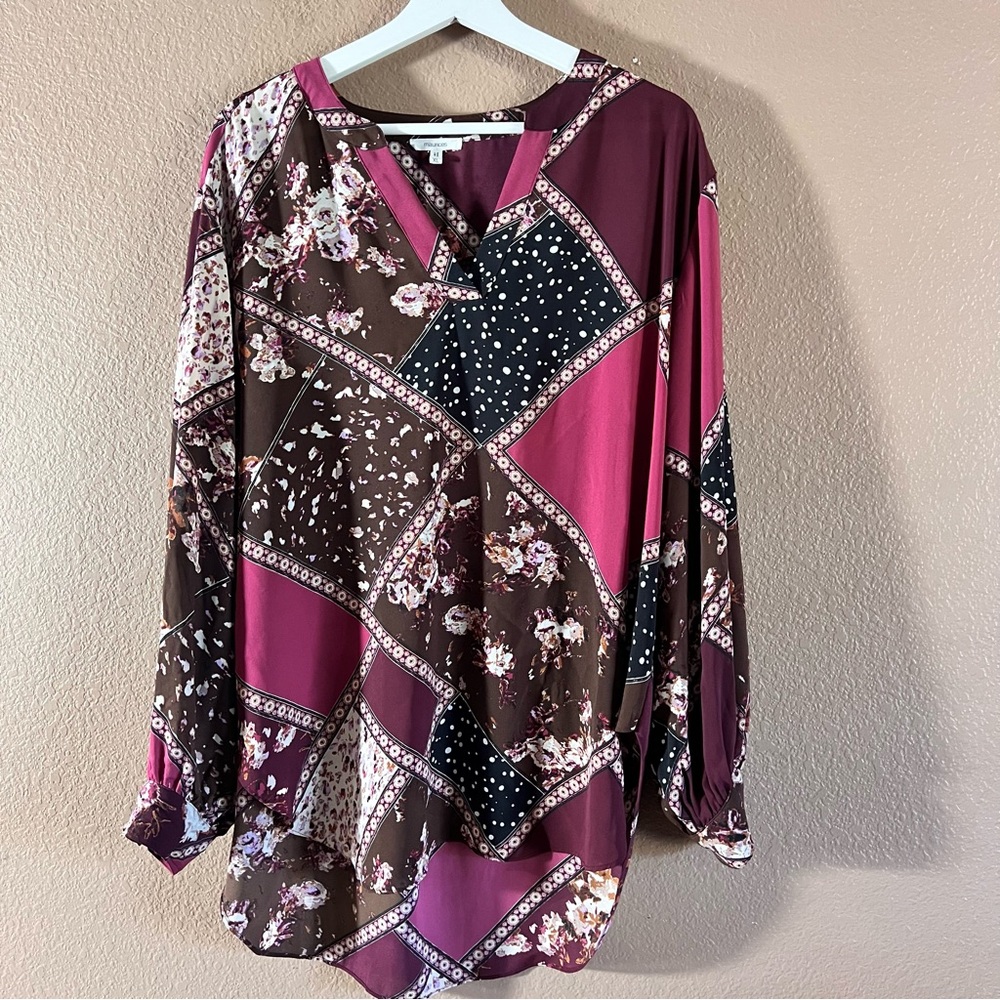 Maurices Split Neck Tunic Floral Blouse Size XL